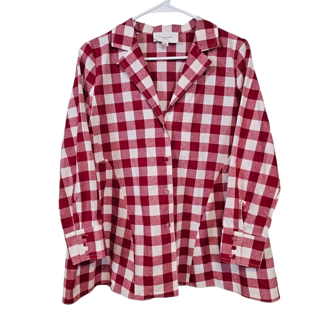 Pomander Place Tuckernuck Preppy Gingham Plaid Button Down Tunic Top